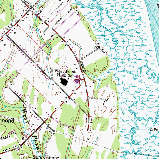 Topographic Map of West Point Elementary School, VA