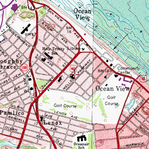 Topographic Map of Ocean View Christian Academy, VA