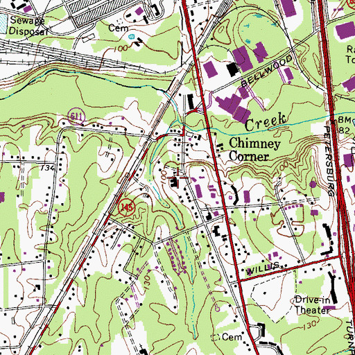 Topographic Map of Perrymont Middle School, VA