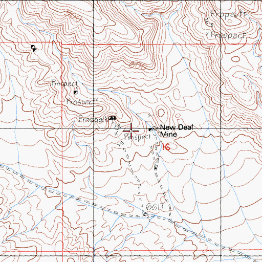 Topographic Map of New Deal Mine, CA
