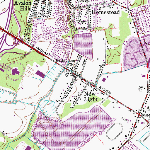 Topographic Map of New Light Baptist School of Excellence, VA