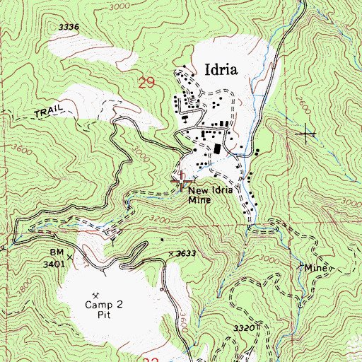 Topographic Map of New Idria Mine, CA