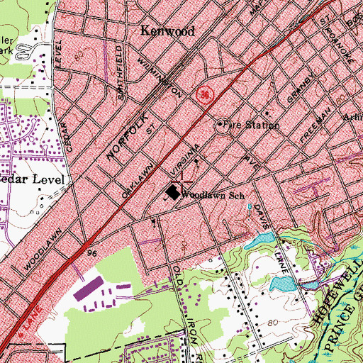 Topographic Map of Woodlawn Pre-School Learning Center, VA