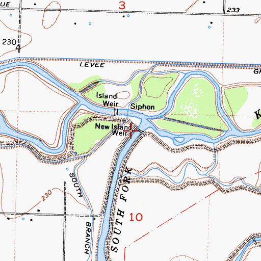 Topographic Map of New Island Weir, CA