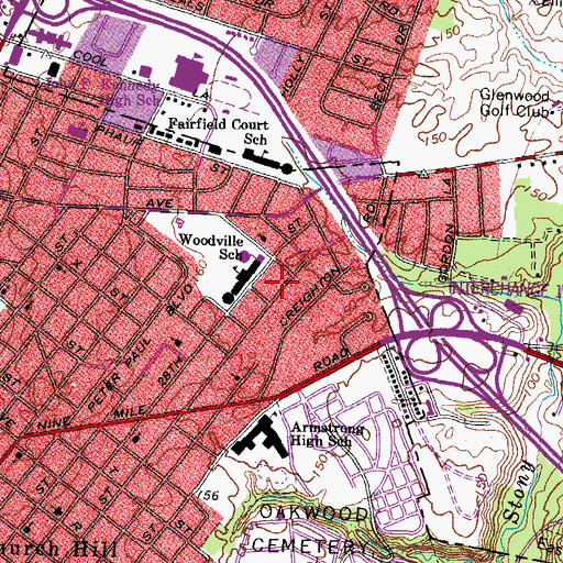 Topographic Map of Richmond Pre-School Developmental Center, VA