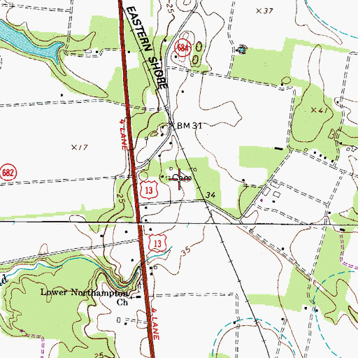 Topographic Map of Kiptopeke Elementary School, VA