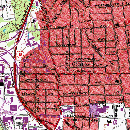 Topographic Map of Linwood Holton Elementary School, VA