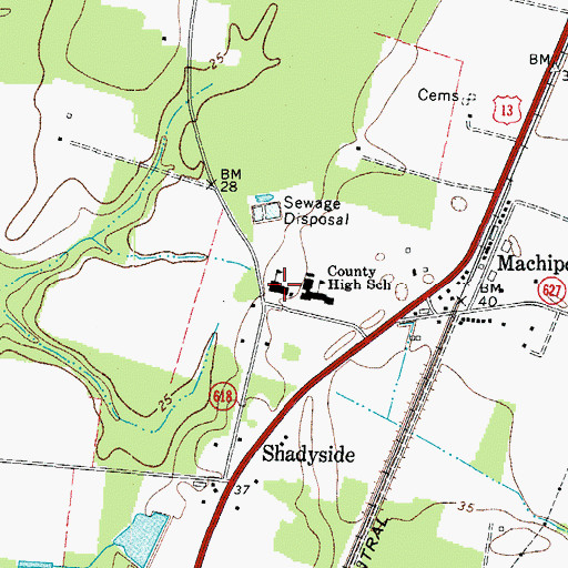 Topographic Map of The T E C H Center School, VA