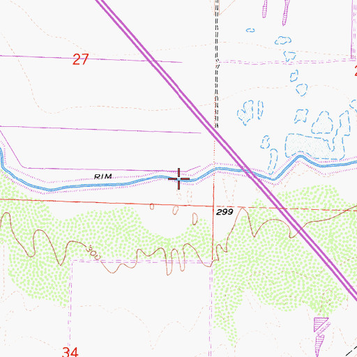 Topographic Map of New Rim Ditch, CA