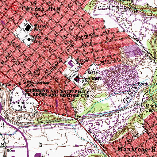 Topographic Map of Onslow Minnis Middle School, VA