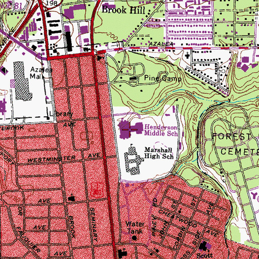 Topographic Map of Real School at Henderson Middle School, VA