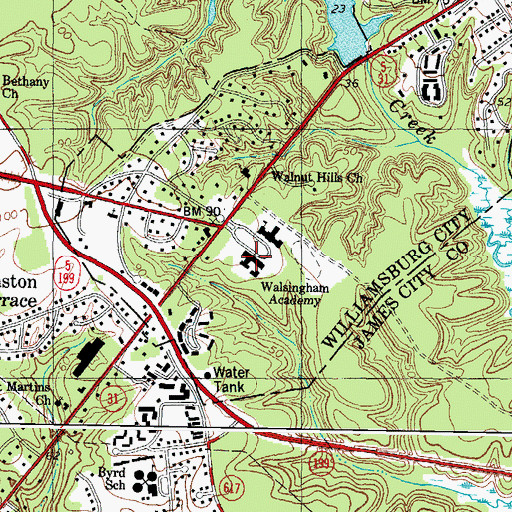 Topographic Map of Walsingham Academy Lower School, VA