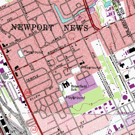 Topographic Map of Heritage High School, VA
