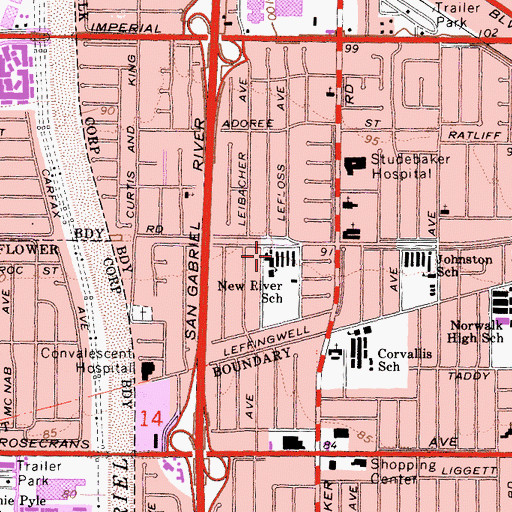 Topographic Map of New River Elementary School, CA