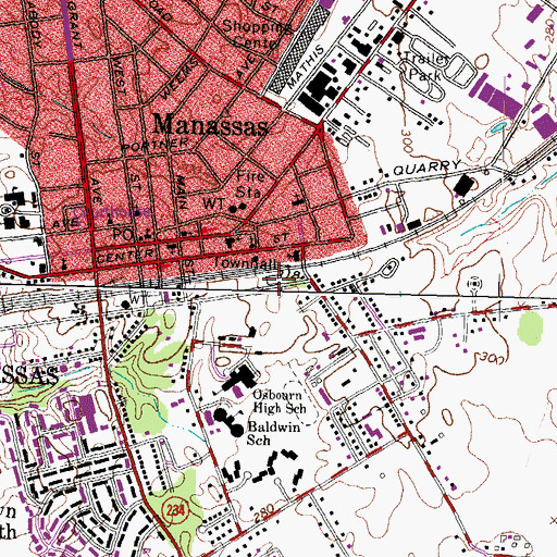 Topographic Map of Manassas City Alternative Education Center, VA