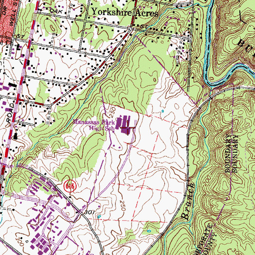 Topographic Map of Manassas Park Middle School, VA