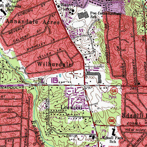 Topographic Map of Phillips School - Annandale, VA