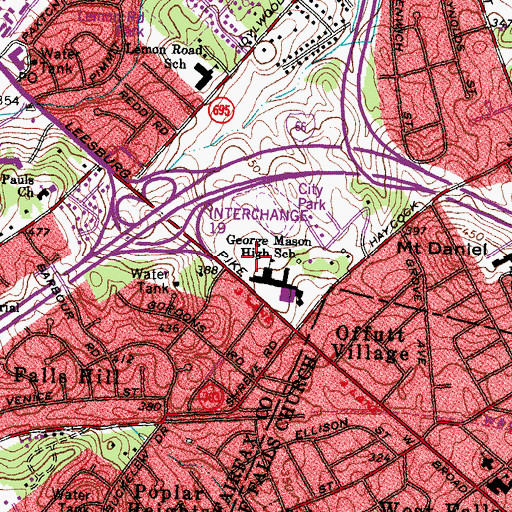 Topographic Map of Mary Ellen Henderson Middle School, VA