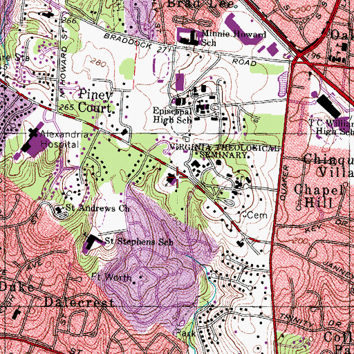 Topographic Map of Thornton Friends School, VA