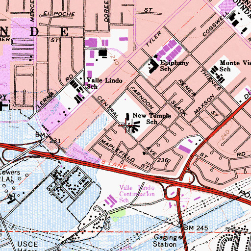 Topographic Map of New Temple School, CA