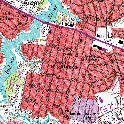 Topographic Map of Chesapeake Christian Academy, VA