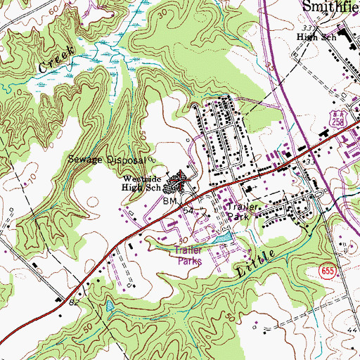 Topographic Map of Westside Elementary School, VA