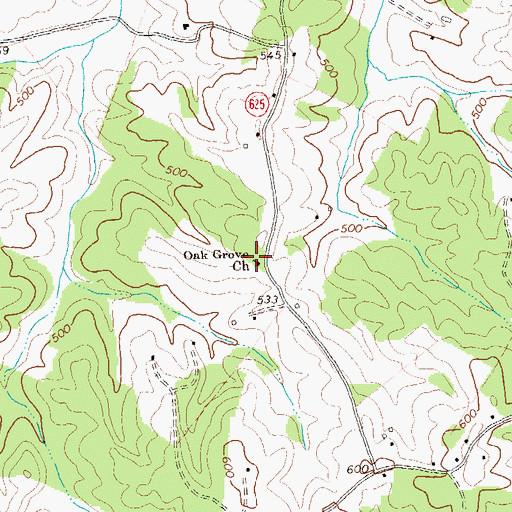 Topographic Map of Oak Grove Mennonite School, VA