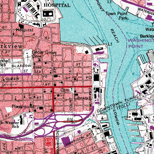 Topographic Map of Court Street Academy, VA