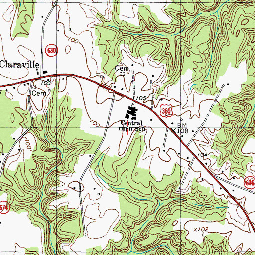 Topographic Map of Northumberland Middle School, VA