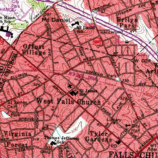 Topographic Map of Saint Joseph's School, VA