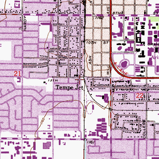 Topographic Map of Tempe Junction, AZ