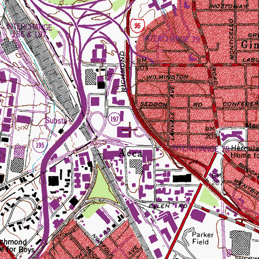 Topographic Map of Richmond Technical Center, VA