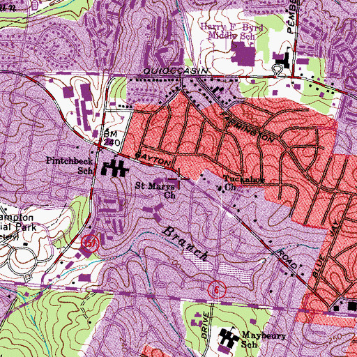 Topographic Map of Saint Mary's Catholic School, VA