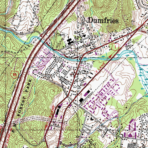 Topographic Map of Richard M Milburn High School, VA