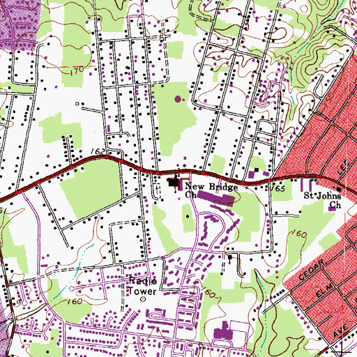 Topographic Map of New Bridge Learning Center, VA
