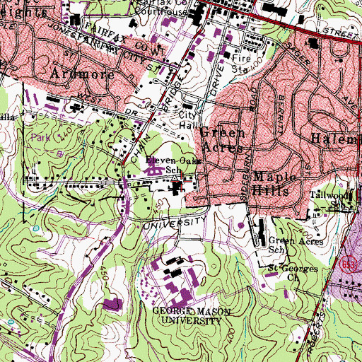 Topographic Map of Alternative Learning Center at Eleven Oaks, VA