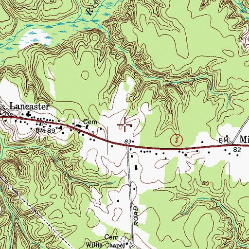 Topographic Map of Lancaster High School, VA