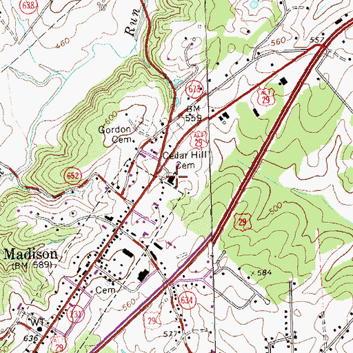 Topographic Map of Waverly Yowell Elementary School, VA