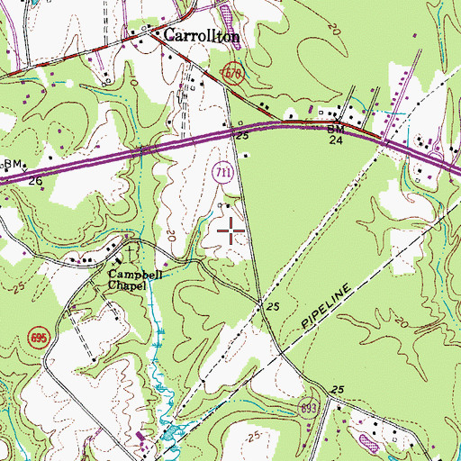 Topographic Map of Carrollton Elementary School, VA