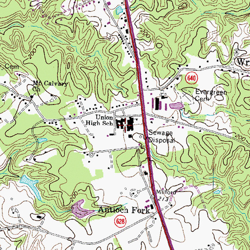 Topographic Map of Bowling Green Primary School, VA