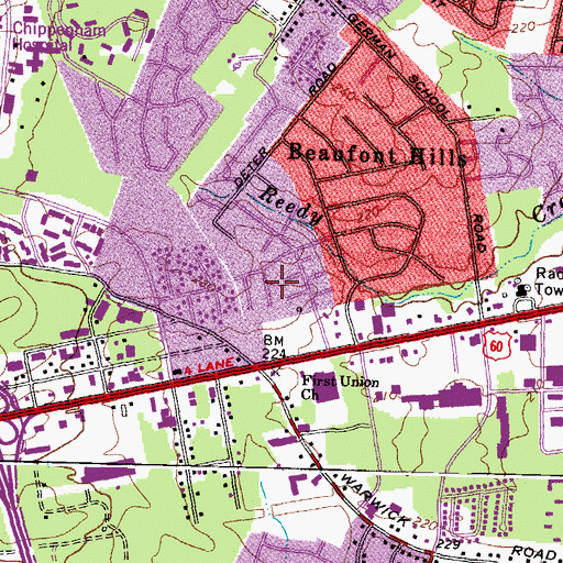 Topographic Map of Miles Jeromes Jones Elementary School, VA