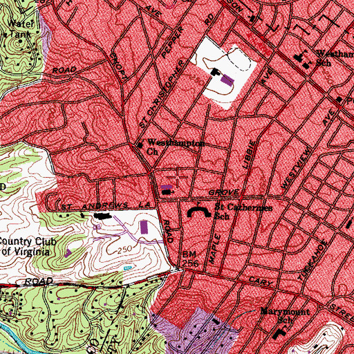 Topographic Map of Saint Bridget School, VA
