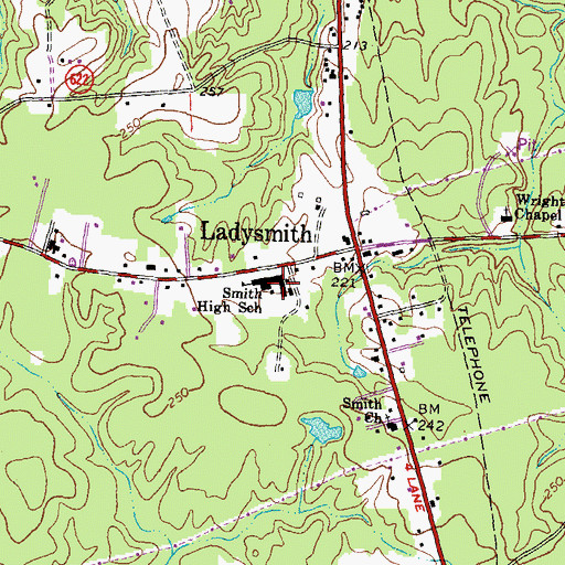 Topographic Map of Ladysmith Elementary School, VA
