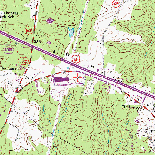 Topographic Map of Powhatan Elementary School, VA