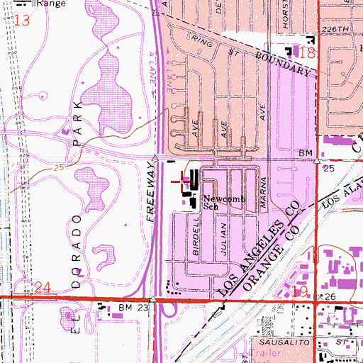 Topographic Map of Newcomb Academy, CA