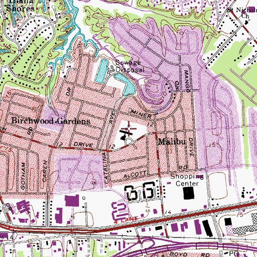 Topographic Map of Malibu Elementary School, VA