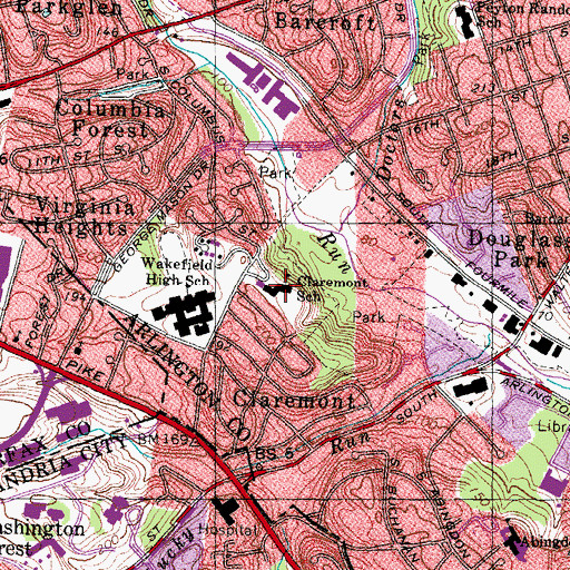 Topographic Map of Claremont Immersion Elementary School, VA