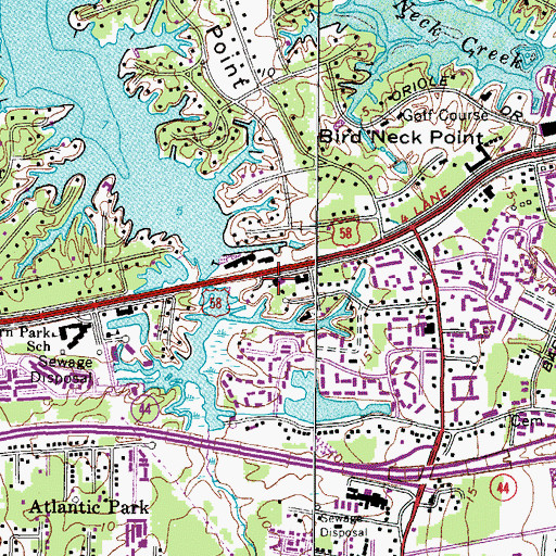 Topographic Map of Norfolk Christian Lower School - Virginia Beach Campus, VA