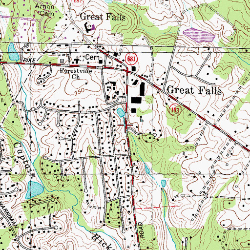 Topographic Map of Great Falls Village Greenday School, VA