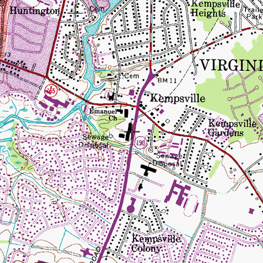 Topographic Map of Kemps Landing Magnet School, VA